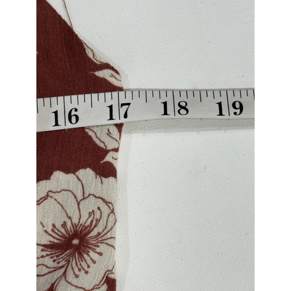 Abercrombie & Fitch Floral Maxi Dress M Rust Red Boho Tie Shoulder Deep V